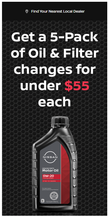 Example of a prepaid five-oil-change offer supplied with Nate Chenenko’s article.